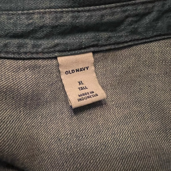 OLD NAVY~ XL Tall Blue Denim Shirt Dress Snap Front Long Sleeve 100% Cotton - Picture 4 of 7